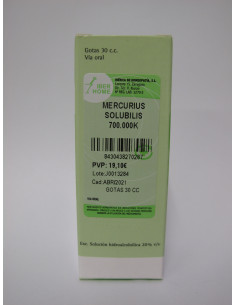 MERCURIUS SOLUBILIS 700000K - GOTAS 30CC.
