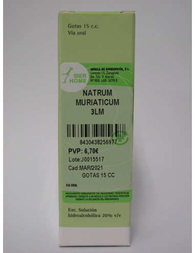 NATRUM MURIATICUM 3LM - GOTAS 15CC.