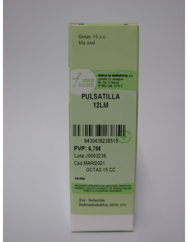 PULSATILLA 12LM - GOTAS 15CC.