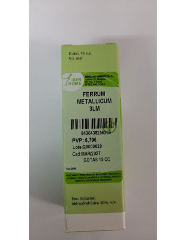 FERRUM METALLICUM 3LM - GOTAS 15CC.