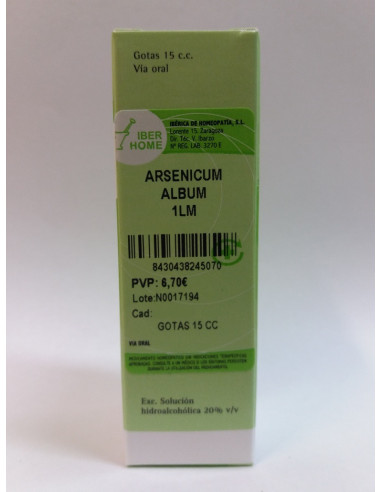 ARSENICUM ALBUM 1LM - GOTAS 15CC.