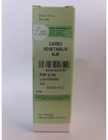 CARBO VEGETABILIS 6LM - GOTAS 15CC.