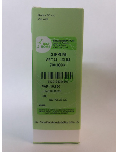 CUPRUM METALLICUM 700000K - GOTAS 30CC.