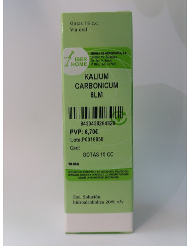 KALIUM CARBONICUM 6LM - GOTAS 15CC.