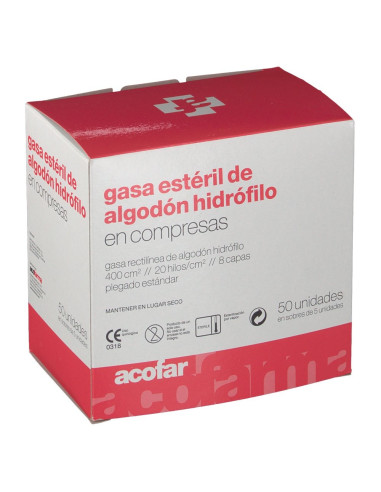 Gasa estéril algodón 50 uds. Acofar