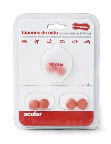 Tapones de oído de cera 6 uds. Acofarma