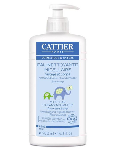 Agua limpiadora micelar bebé 500ml. Cattier