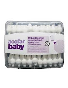 Bastoncillos de seguridad 100% algodón 50 unidades Acofarma